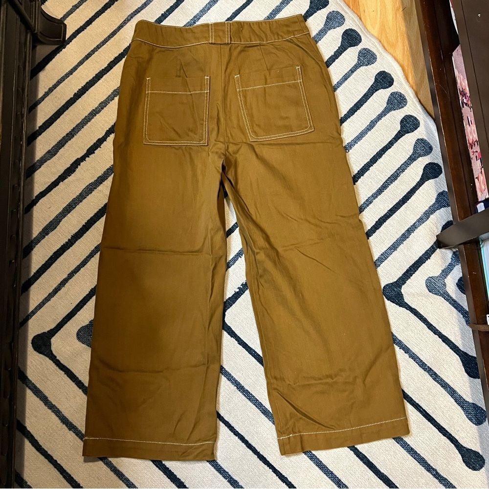 Anthropologie porter wide leg cropped, cargo pants in spicy mustard | Size: 2